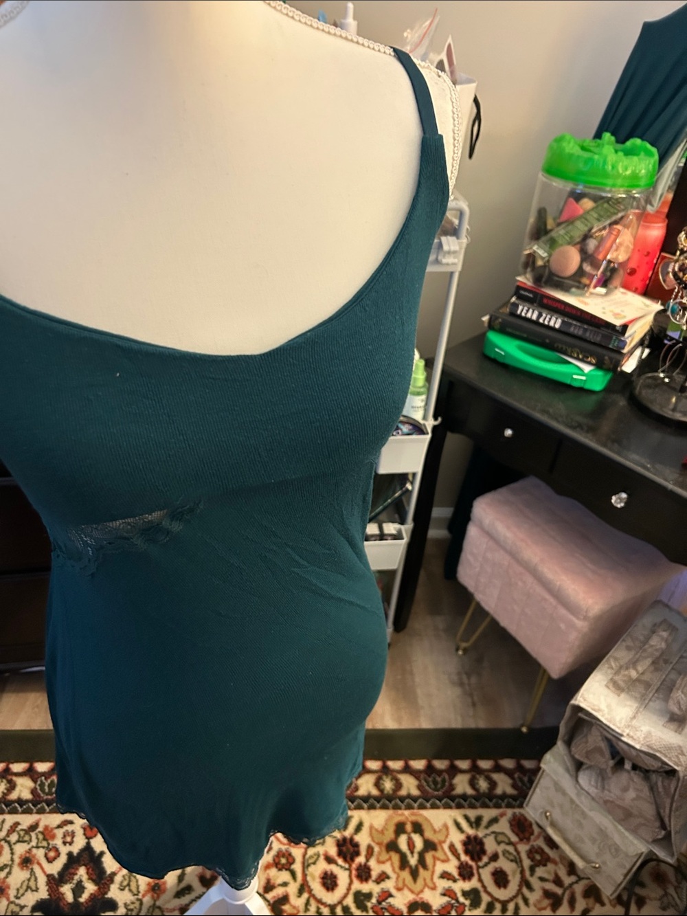 Victoria's Secret Teal Green Ribbed Slip Dress